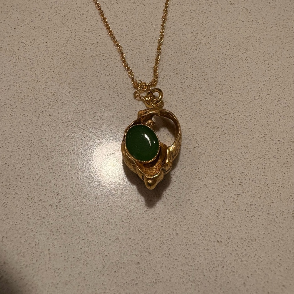 Italian handmade high quality Goldplated and Green Pendant Necklace